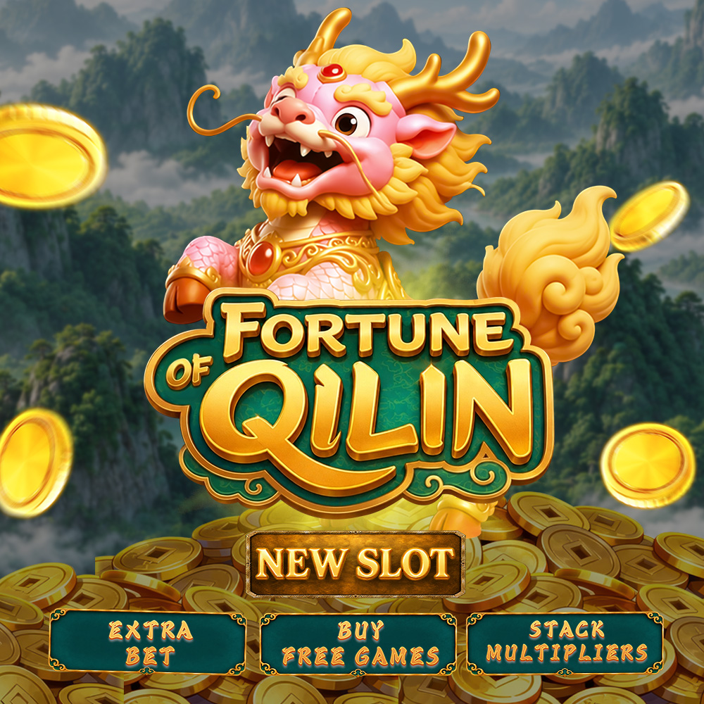 Gold and jade Qilin mythical creature illustration representing the Legend of Qilin by SlotsMaker and Live22.